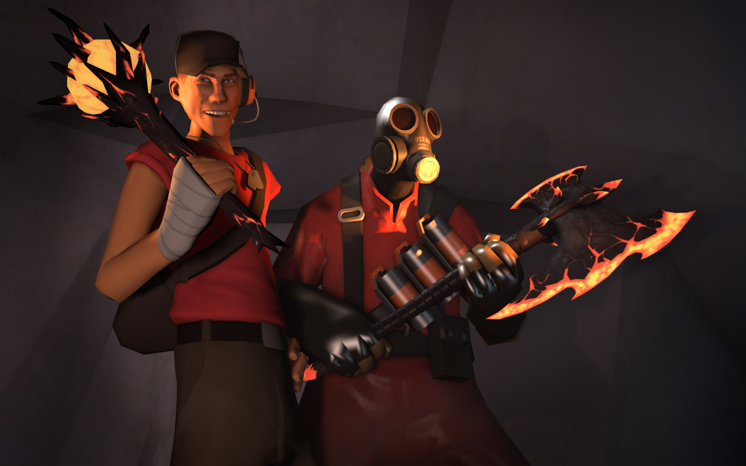 The Scout and the Pyro, two of the General Combat Classes.