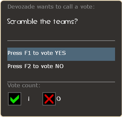 An example voting panel calling for a team scramble.